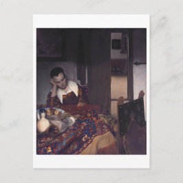 Ein Mädchenschläft von Johannes Vermeer Postkarte