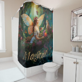 Ein magischer Feenteich Magischer dekorativer Text Duschvorhang