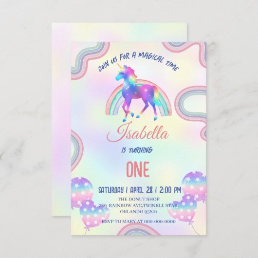 Ein magischer Regenbogen Einhorn Glückwunsch zum G Dankeskarte (Vorne/Hinten)