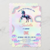 Ein magischer Regenbogen Einhorn Glückwunsch zum G Einladung (Vorne/Hinten)