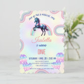 Ein magischer Regenbogen Einhorn Glückwunsch zum G Einladung (Stehend Vorderseite)