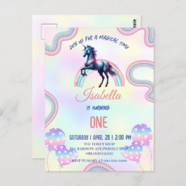 Ein magischer Regenbogen Einhorn Glückwunsch zum G Postkarte