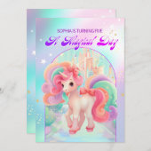 Ein magischer Tag Einhorn Einladung (Vorne/Hinten)