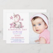 Ein magischer Tag Einhorn Geburtstag Einladungen F (Vorne/Hinten)