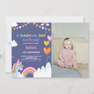 Ein magischer Tag Einhorn Geburtstagseinladungen m Einladung