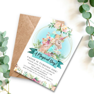 Ein magischer Tag Einhorn Geburtstagsparty Einladung