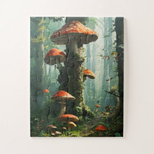 ein magischer Wald, Pilze, ein mystischer Wald, zu Puzzle