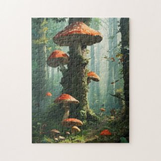 ein magischer Wald, Pilze, ein mystischer Wald, zu Puzzle
