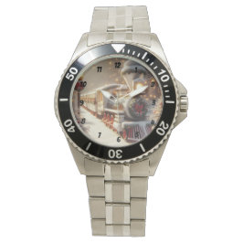 Ein magischer Winter Wonderland Weihnachtszug Armbanduhr
