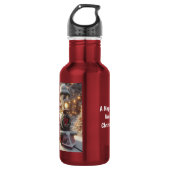 Ein magischer Winter Wonderland Weihnachtszug Edelstahlflasche (Vorderseite)