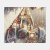 Ein magischer Winter Wonderland Weihnachtszug Fleecedecke (Vorderseite (Horizontal))