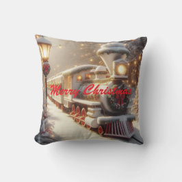 Ein magischer Winter Wonderland Weihnachtszug Kissen