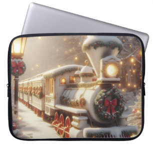 Ein magischer Winter Wonderland Weihnachtszug Laptopschutzhülle