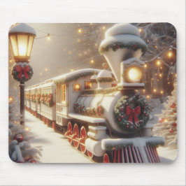 Ein magischer Winter Wonderland Weihnachtszug Mousepad