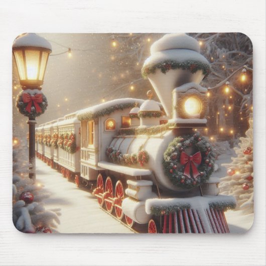 Ein magischer Winter Wonderland Weihnachtszug Mousepad (Vorne)