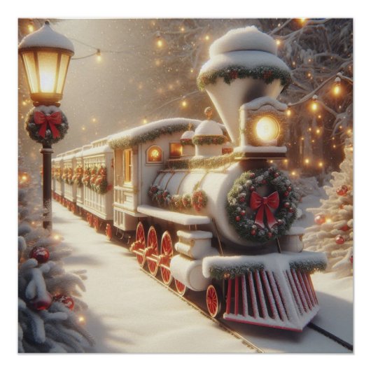 Ein magischer Winter Wonderland Weihnachtszug Poster (Vorderseite)