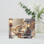 Ein magischer Winter Wonderland Weihnachtszug Postkarte (Stehend Vorderseite)