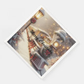 Ein magischer Winter Wonderland Weihnachtszug Serviette (Ecke)