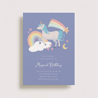 Ein magisches Einhorn und Regenbogen Geburtstagspa Einladung