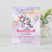 Ein magisches Einhorn und Regenbogenmädchen 2. Geb Einladung (Stehend Vorderseite)