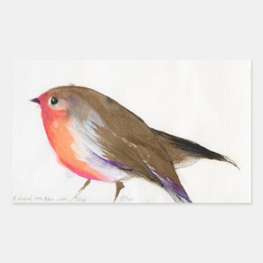 Ein magisches kleines Rotkehlchen namens "Wisp 201 Rechteckiger Aufkleber (Vorderseite)