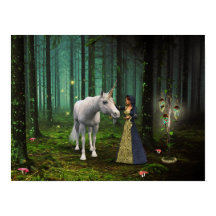 Ein magisches Meeting - Einhorn Fantasy Art Print