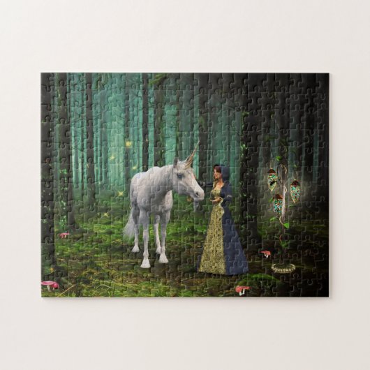 Ein magisches Treffen - Einhorn Fantasy Art Puzzle (Horizontal)