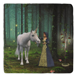 Ein magisches Treffen - Einhorn Fantasy Art Töpfeuntersetzer