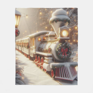 Ein magisches Winterwunderland-Weihnachtszug Fleecedecke