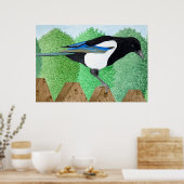 Ein Magpie steht auf einem Zaun Poster (Küche)