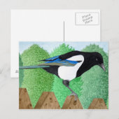 Ein Magpie steht auf einem Zaun Postkarte (Vorne/Hinten)