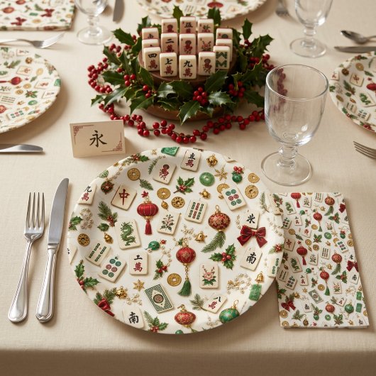 Ein Mahjong-Weihnachten  Pappteller