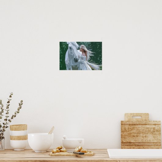 Ein Maiden und ein Weiße Pferd | Poster (Küche)