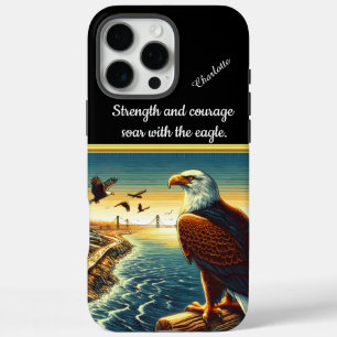 Ein majestätischer Adler überragt einen Sonnenunte iPhone 16 Pro Max Hülle