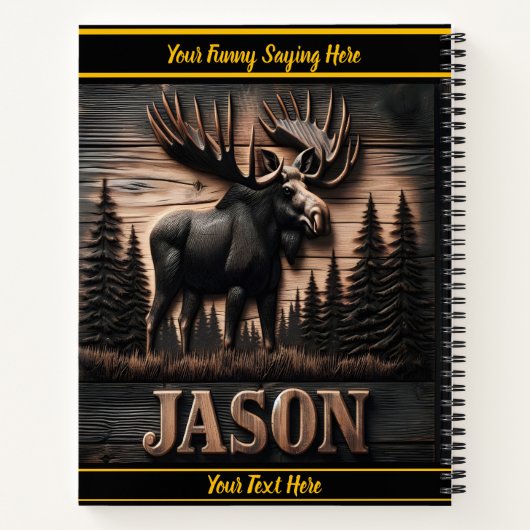 Ein majestätischer Elch, der in rustikale Holzdeko Notizblock (Rückseite)