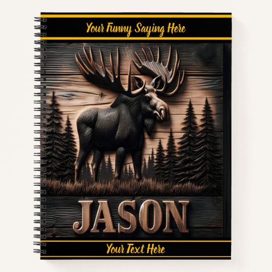 Ein majestätischer Elch, der in rustikale Holzdeko Notizblock (Vorderseite)