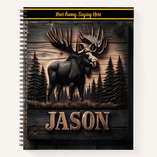 Ein majestätischer Elch in ein Holzschild gemeißel Notizblock (Vorderseite)