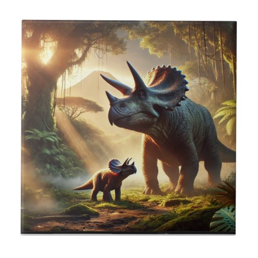 Ein majestätischer, erwachsener Triceratops Fliese (Vorderseite)