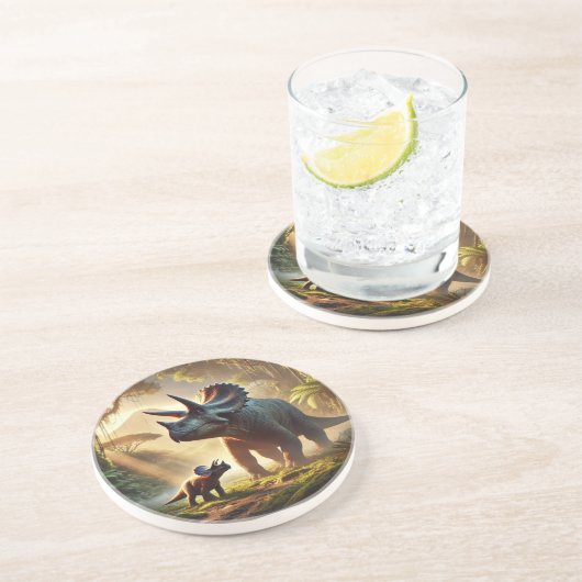 Ein majestätischer, erwachsener Triceratops Getränkeuntersetzer (Seite)