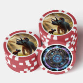 Ein majestätischer, erwachsener Triceratops Pokerchips (Stapel)