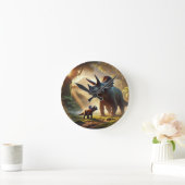 Ein majestätischer, erwachsener Triceratops Runde Wanduhr (Zuhause)