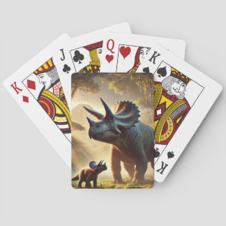 Ein majestätischer, erwachsener Triceratops Spielkarten