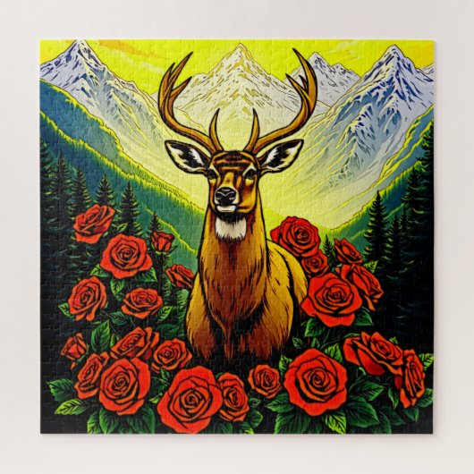 Ein majestätischer, goldfarbener Hirsch Puzzle (Vertikal)