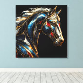 Ein majestätischer Hengst - KI in Bewegung Leinwanddruck (Insitu (Holzboden))