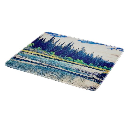 Ein majestätischer kanadischer Wildniswald. Jetzt Schneidebrett (Ecke)