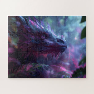 Ein majestätischer, lila Fantasy-Drache Puzzle
