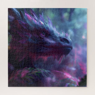 Ein majestätischer, lila Fantasy-Drache Puzzle