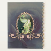 Ein majestätischer Pfau in Gold und Grün Planer (Rückseite)