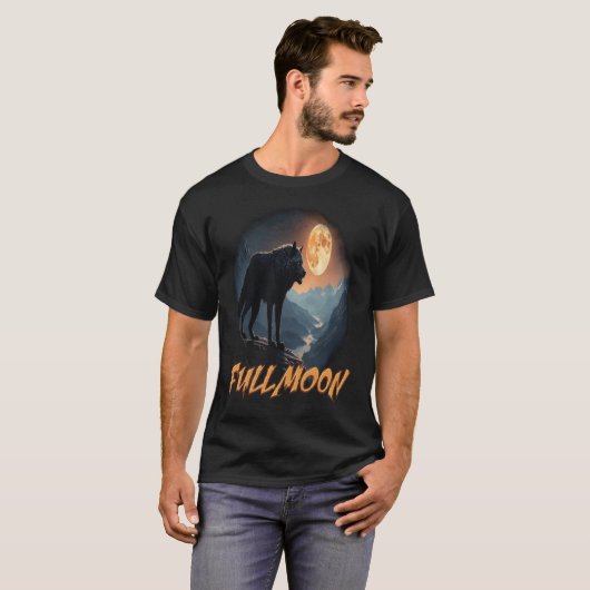 ein majestätischer Wildwolf unter Vollmond T-Shirt (Vorne ganz)