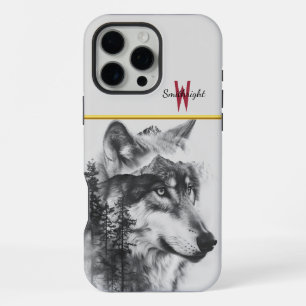 Ein majestätischer Wolf blickt bei Morgengrauen üb iPhone 16 Pro Max Hülle